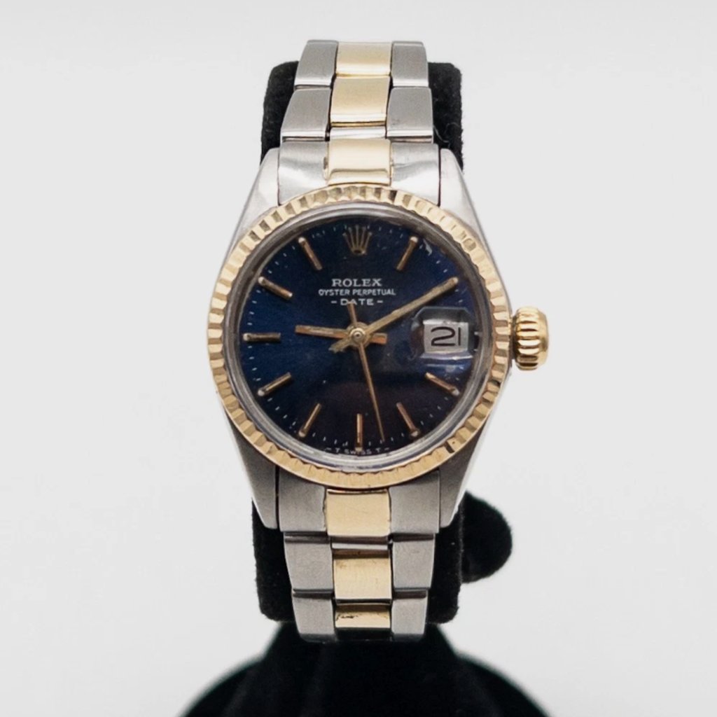 Rolex Ladies 2 Tone Gold Blue Face Watch
